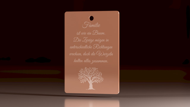 Baumbestattungsschild Bronze eloxiert mit Text und Motiv
Image