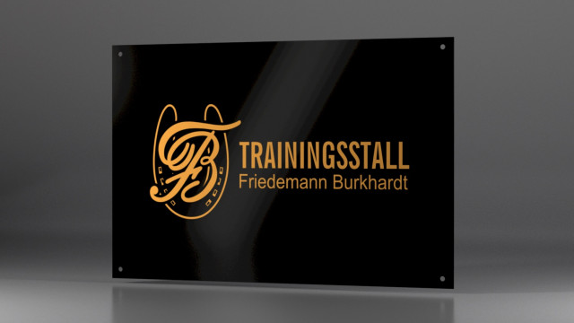 Parkplatzschild Alu-Dibond schwarz/gold, Farbumschlag mit Lasergravur
Image